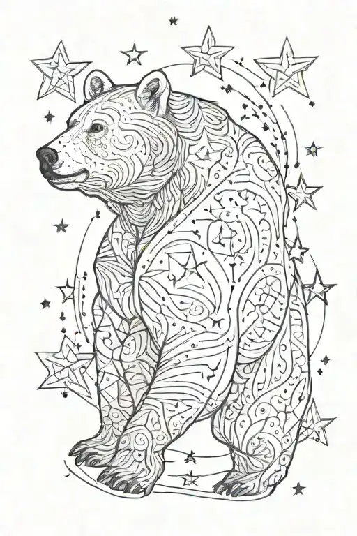Bear And Stars Representing Strength