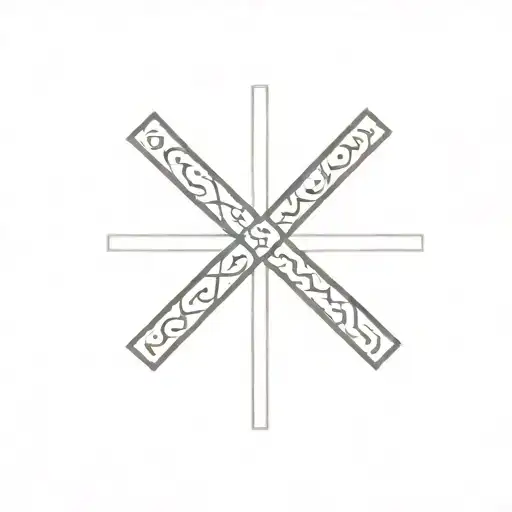The 4 Stoic Virtues In A Cross With The Little Symbols For Each - Line Tattoo Only