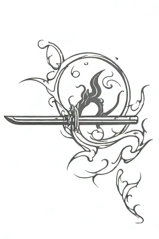 Black Katana In Flames