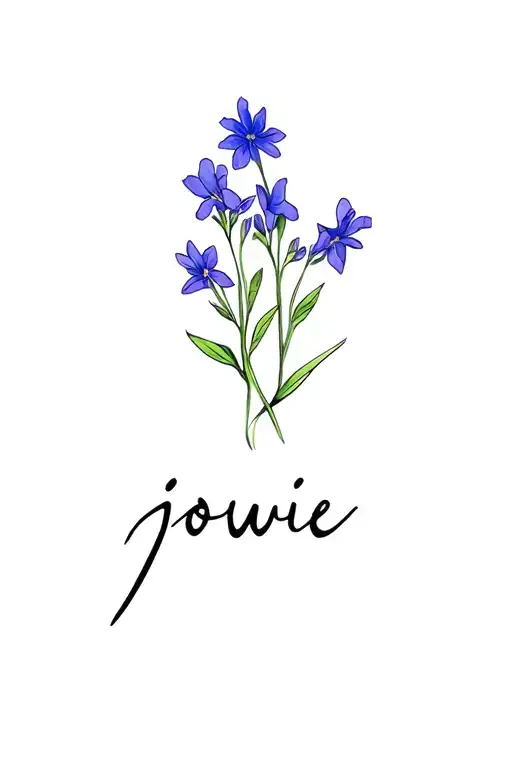 Name Jowie With Larkspur Flower Surrounded