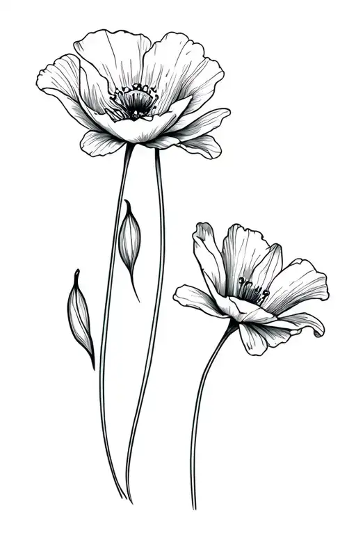 Poppy Flower And Lilly Flower