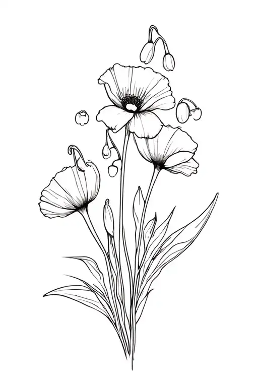 Poppy And Lilly Of The Valley Flower Bouquet