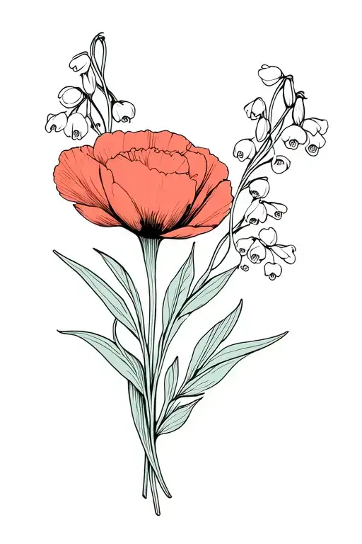 Poppy And Lilly Of The Valley Flower Bouquet