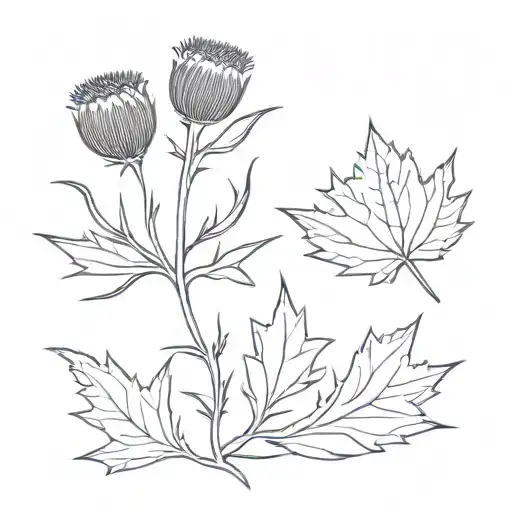 Scottish Thistle And Canadian Maple Leaf