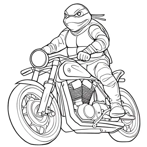 Ninja Turtle On A Motorcycle Riding