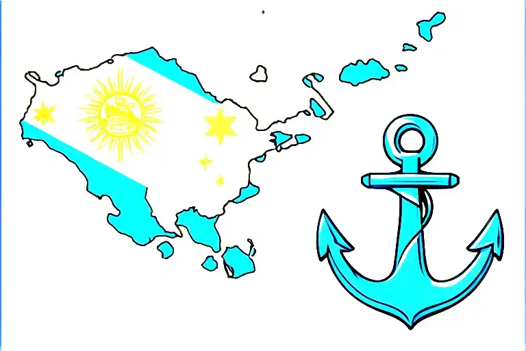 Philippine Map And Flag With Anchor