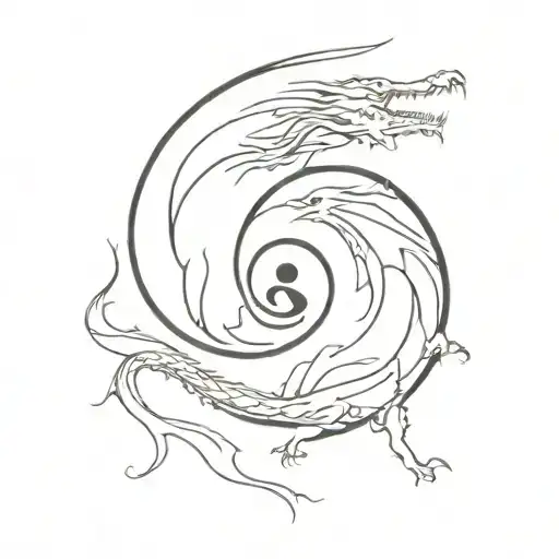 Yin Yang Represented By Dragon