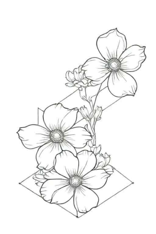 Cosmos Flower Over Top Of Equilateral Hexagons