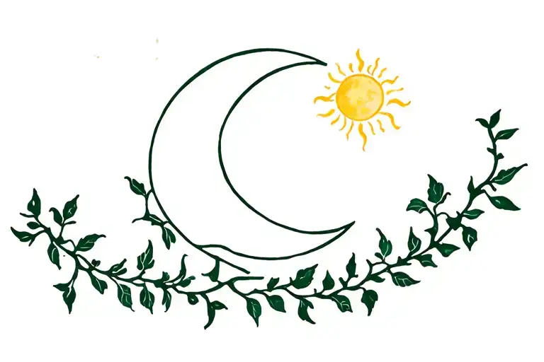 Ivy With Moon And Sun At The Edge Of