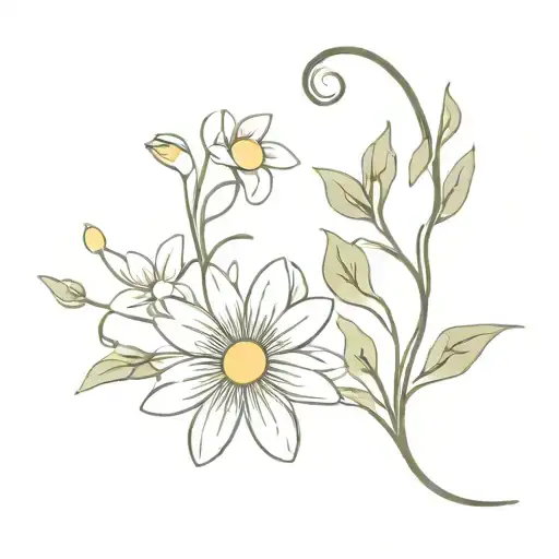 Daisy With Vines And Leaves