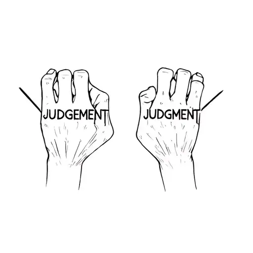 The Word Judgment Across Two Hands Knuckles
