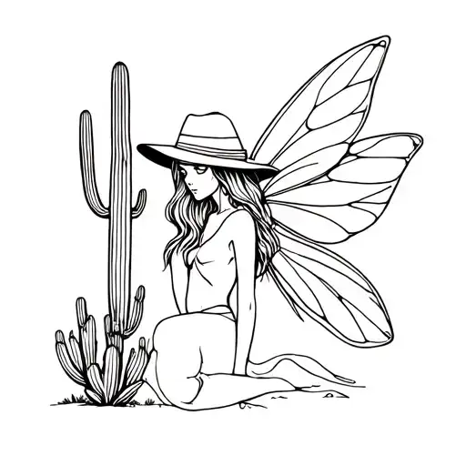 Desert Fairy With Hat That Looks Like A Cactus
