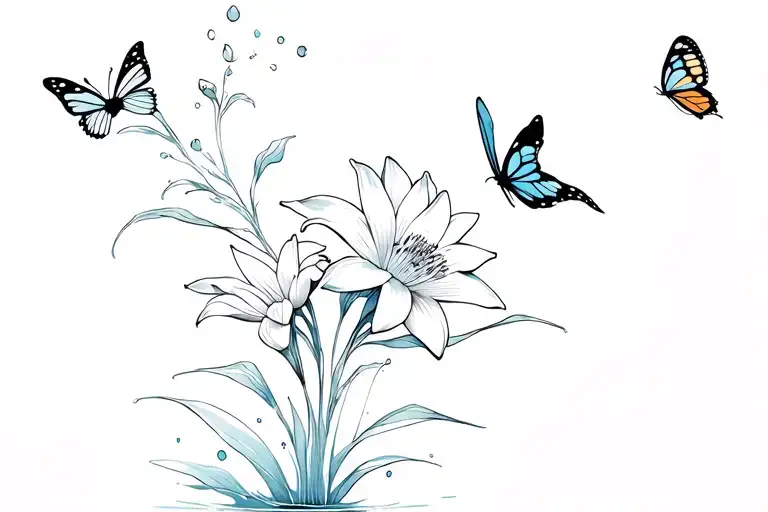 Lillian With Water Lilys & Butterflys