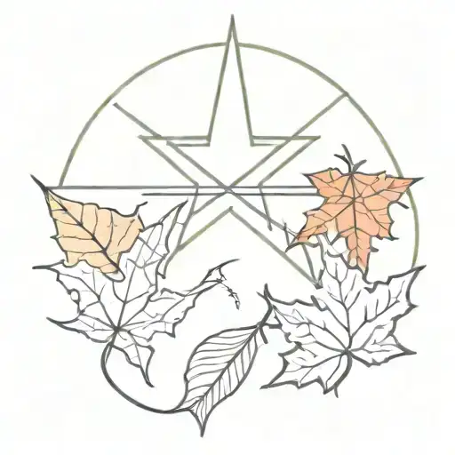 Star And Autumn Leaf Illuminating It