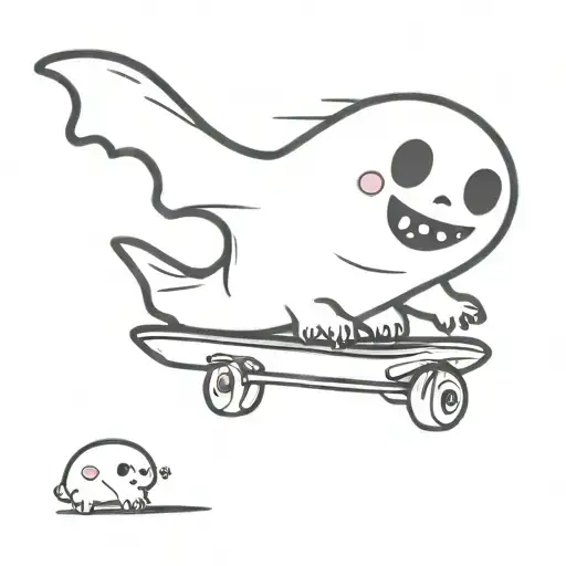 Cute Ghost On A Skateboard