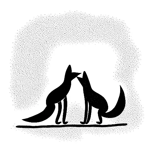 Two Foxes Dancing In The Forest