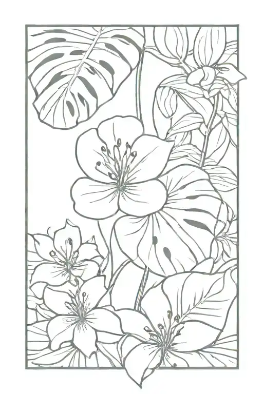 Monstera And Lilies