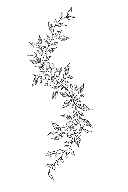 Vines And Florals Wrapping Around Shoulder And Upper Arm