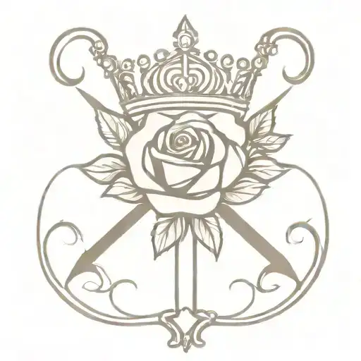 Cross And Crown Of Thornes With A Rose