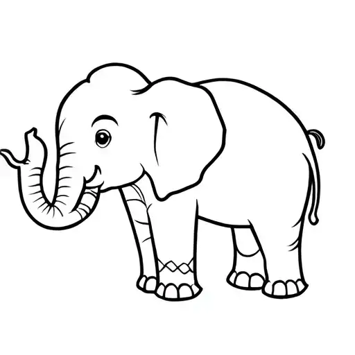Side View Of Elephant With Defined Ears And Happy Features