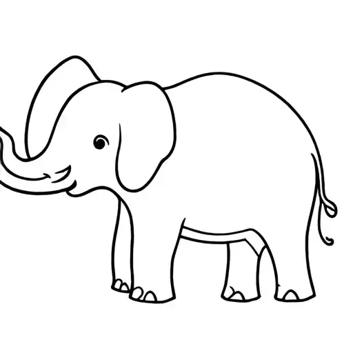 Side View Of Elephant With Defined Ears And Happy Features