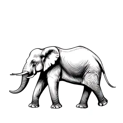 Side View Of Elephant Walking