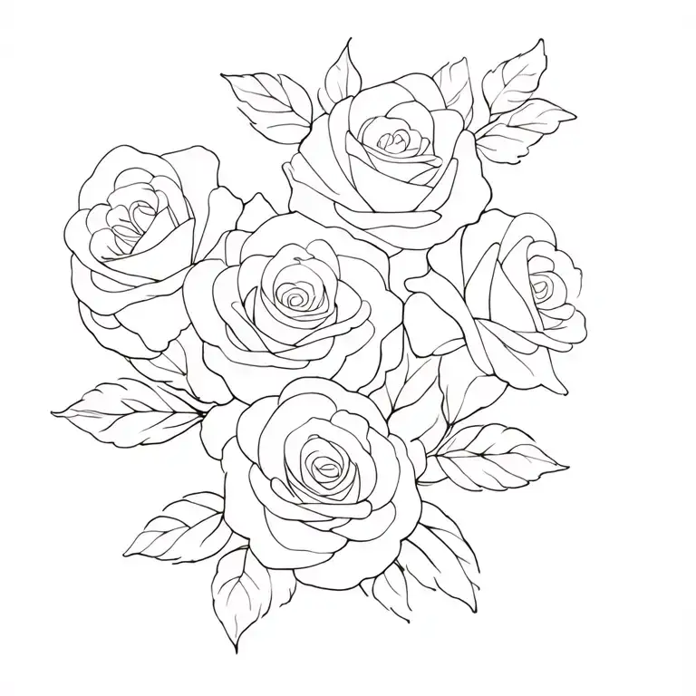 5 White Roses Intertwined