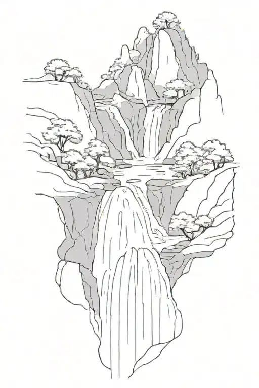 Japanese Waterfall With Canyoneer In Actio