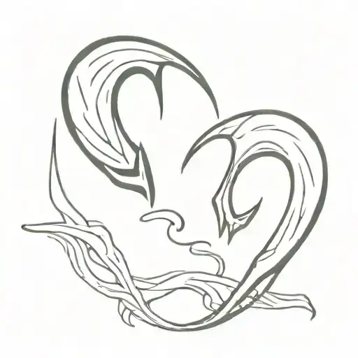 A Tattoo Of Two Faceless Demon Horns Flowing In Tiny Waves