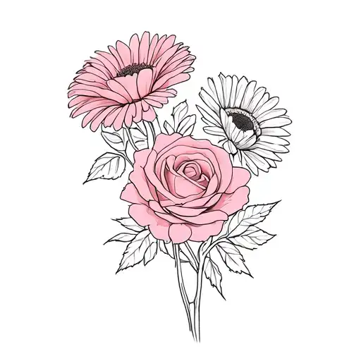 Gerberas And Roses Intertwined