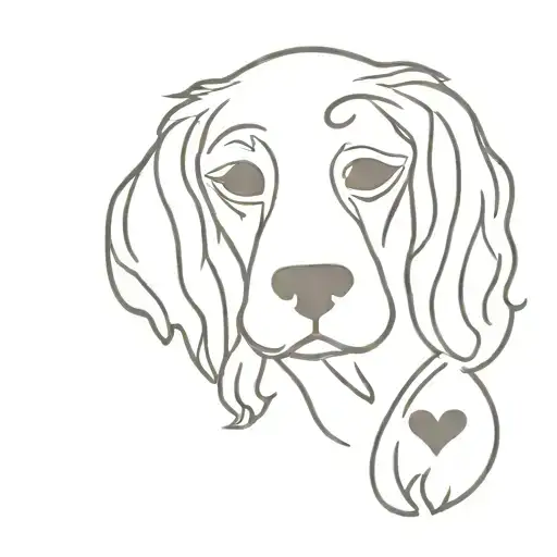 Outline Of A Kind Charles Spaniel With Name Beau In A Heart Or Paw Print