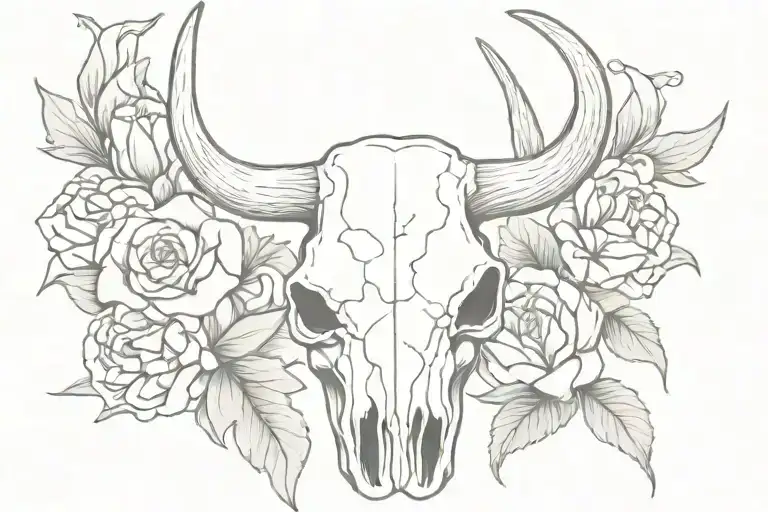 Western Bull Skull Carnations And Lilly's