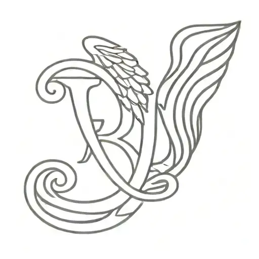 Letter R With Angel Wings Attached