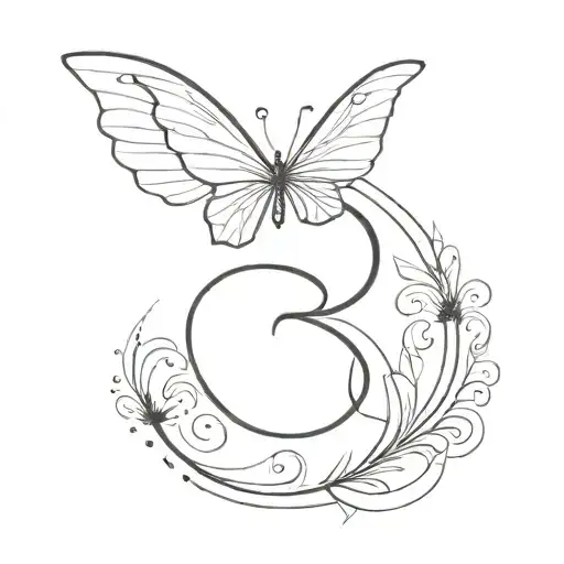 Letter R With Butterfly Wings