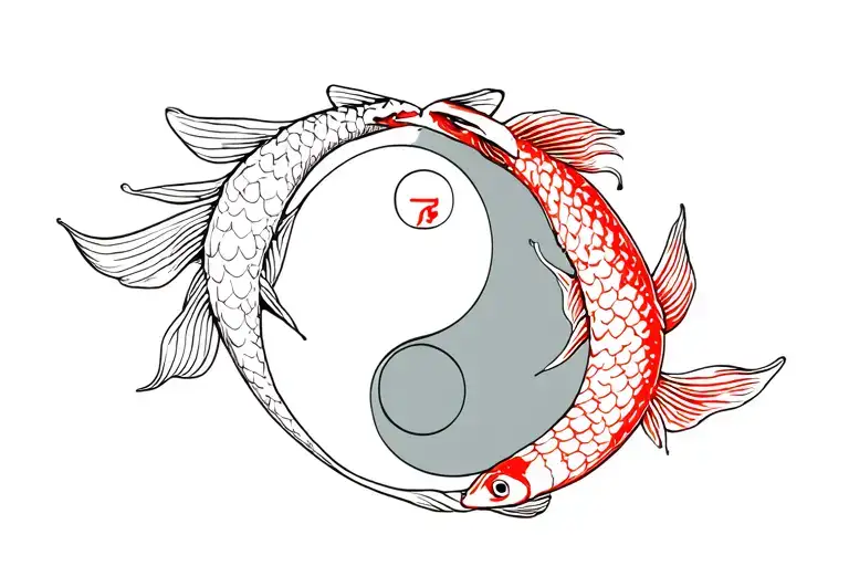 Koi Fish And Doing Yang Symbol