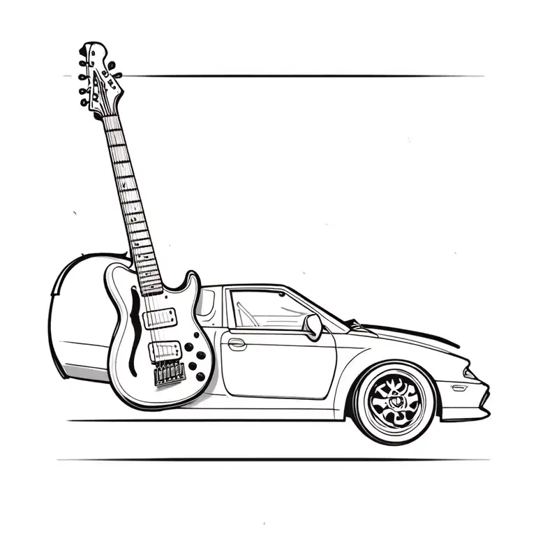 Turtle Electric Guitar And Toyota Celica