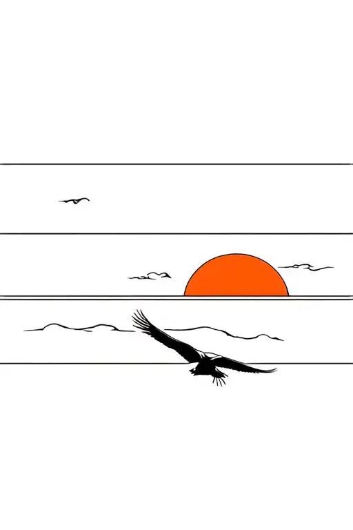 Falcon Flying To Sunset Sky