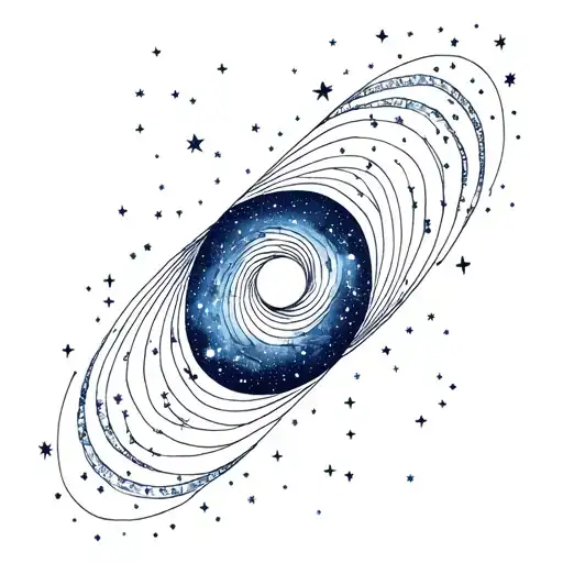 Fibonacci Line Drawing Over Galaxy Filled With Stars