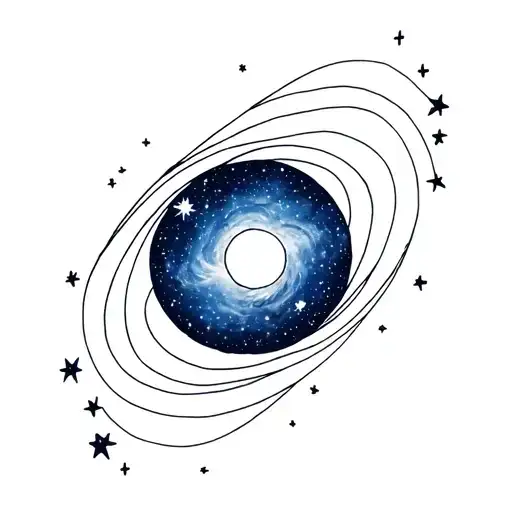Fibonacci Line Drawing Over Galaxy Filled With Stars