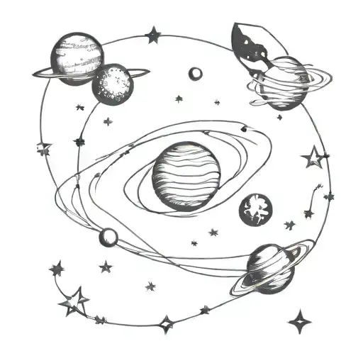 Planets And The Galaxy Filled With Stars