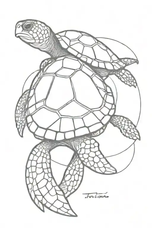 Postcard Tattoo With Turtle