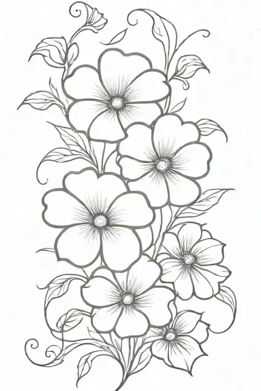 Rose Daisy Morning Glory Vine Half Sleeve