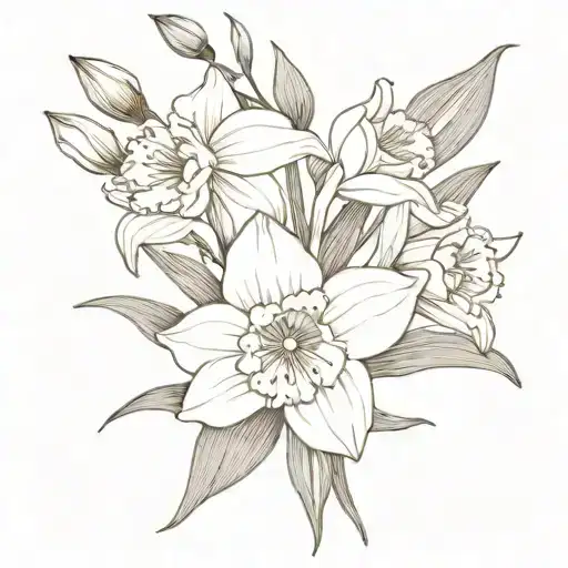 Daffodil And Larkspur Bouquet