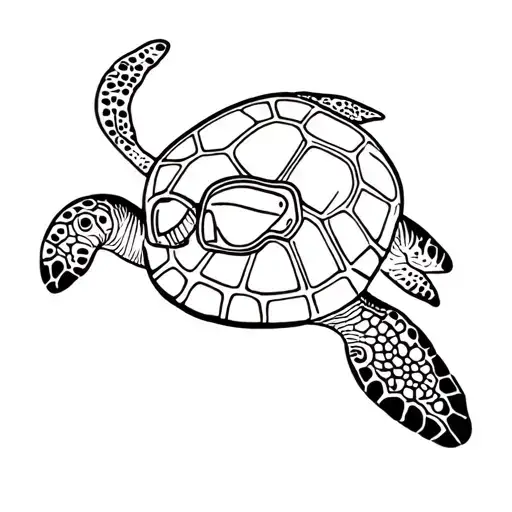 Sea Turtle Wearing A Snorkeling Mask