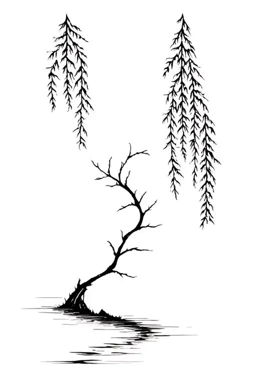 Willow Tree And River Crossing