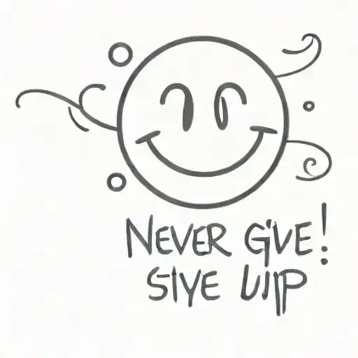 Smiley With Never Give Up And Stay Positive Message Integrated