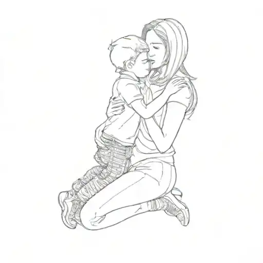 A Woman Hugging Her Son