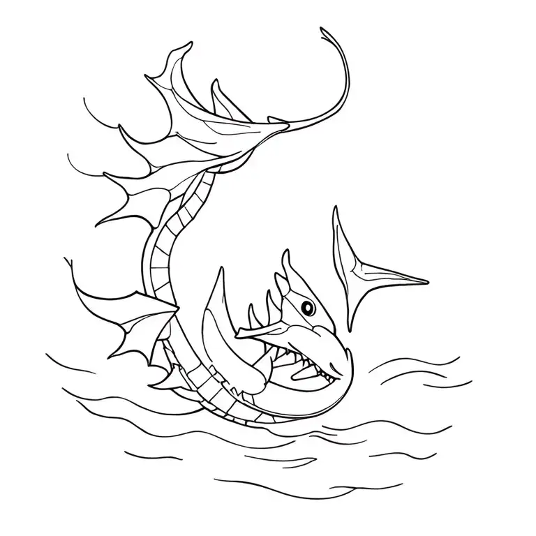 Gyrados Pokemon Swimming In The Sea Waves