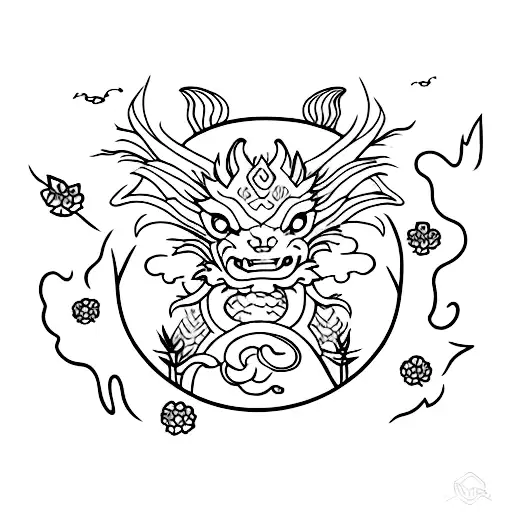 Dragon With Flowers