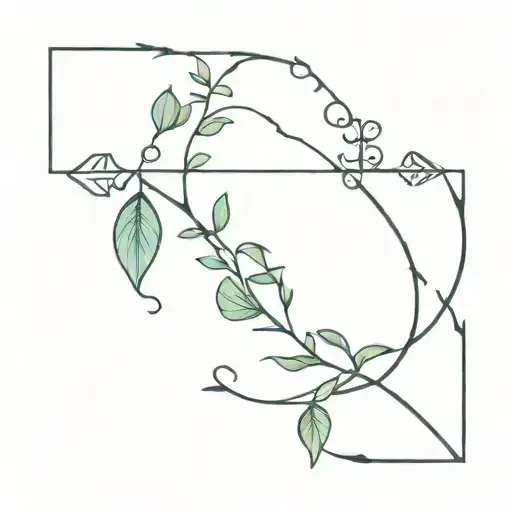 Wavy Arrow Surrounded By Vines